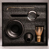 Black Traditional Matcha Making Set Top View by Whisk Matcha to Make Matcha at Home Easily